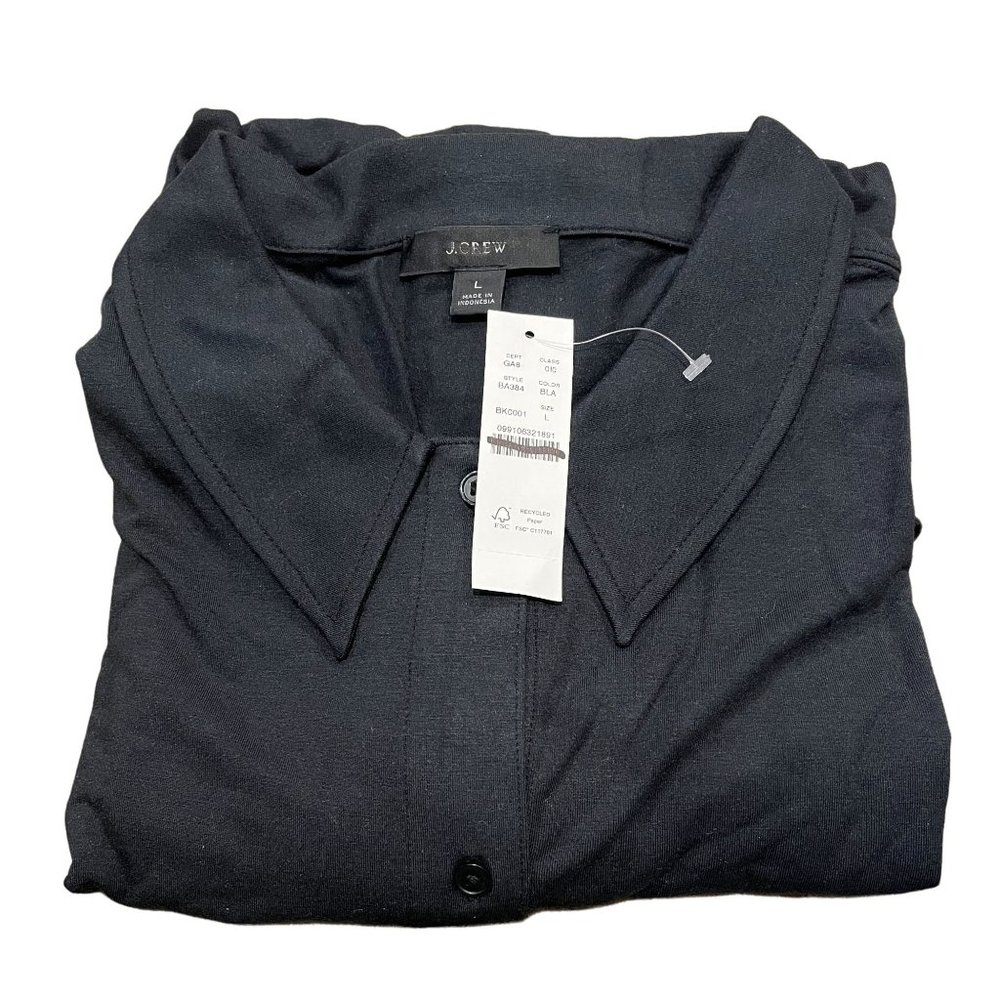 J.Crew Button-up collared T-shirt Tee Shirt BA384 Black